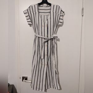 MNG cotton striped shirt dress